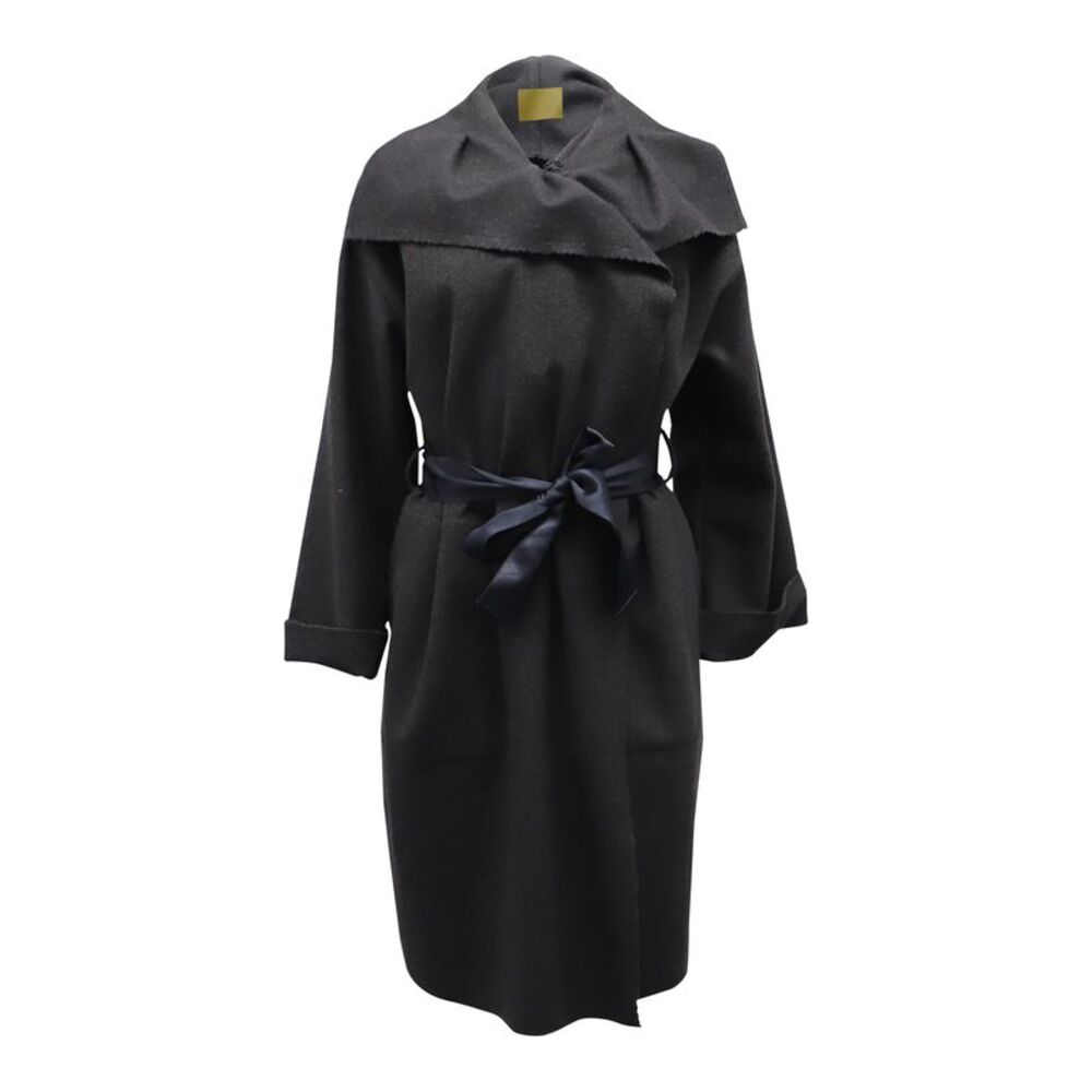 Lanvin Shawl Long Coat in Black Wool
